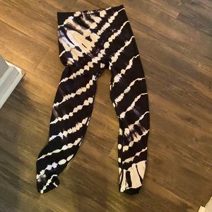 Pink Victoria’s Secret large black and white tie dye leggings